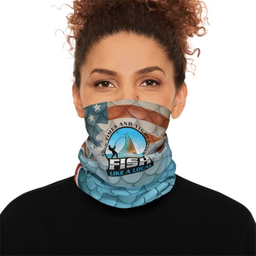 Fish Like a Local Patriotic Performance Neck Gaiter – American Flag Fishing Face Shield with UPF 50+ Sun Protection